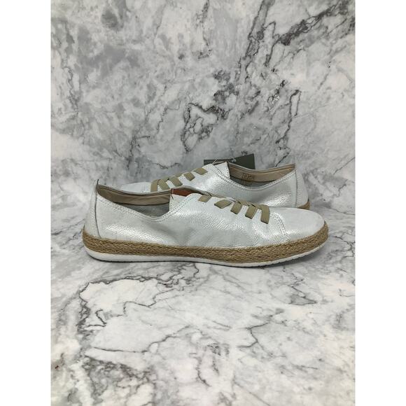 Spring Step Size 39 Silver Metallic Eloya Leather Sneaker Espadrille Trim D3-3 - Picture 6 of 12